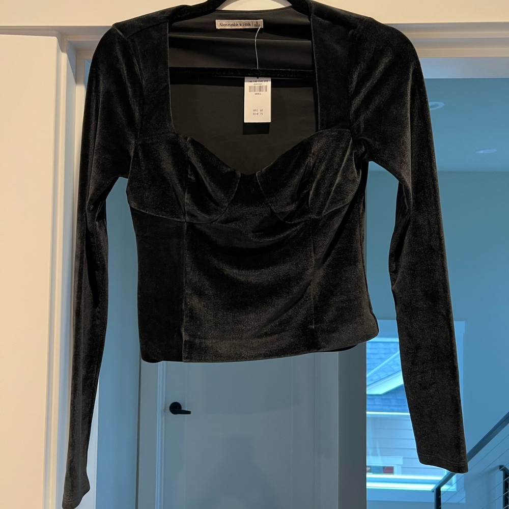Abercrombie & Fitch long sleeve velvet corset sweetheart top